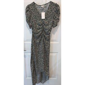 NWT Womens Crepe Short Sleeve Midi Dress - A New Day Green Floral Med NWT Target